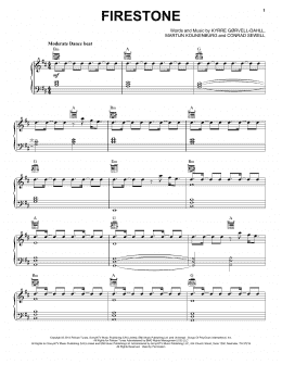 page one of Firestone feat. Conrad Sewell (Piano, Vocal & Guitar Chords (Right-Hand Melody))