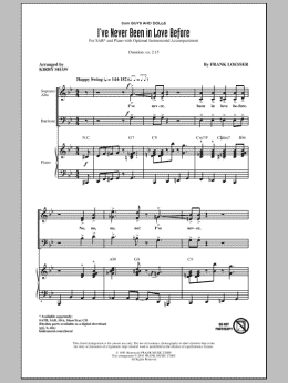 page one of I've Never Been In Love Before (SAB Choir)