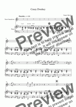 page one of Crazy Donkey (Piano+Tenor Saxophone)