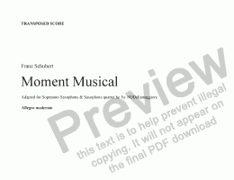 page one of Moment musical (transposed score)