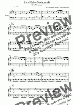 page one of Eine Kleine Nachtmusik (1st Movement) for Piano Solo