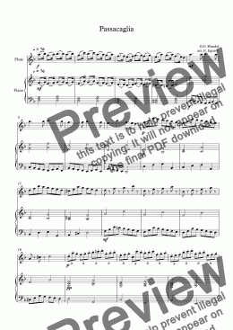 page one of Passacaglia, Handel-Halvorsen, For Flute & Piano