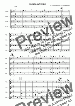 page one of Hallelujah Chorus for Violin Quartet