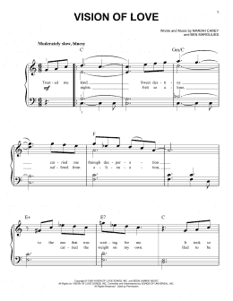 page one of Vision Of Love (Easy Piano)