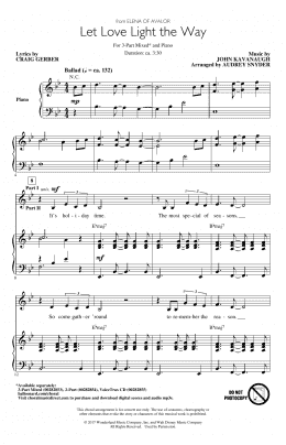 page one of Let Love Light The Way (from Elena Of Avalor) (arr. Audrey Snyder) (3-Part Mixed Choir)