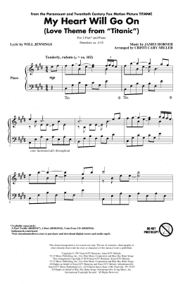 page one of My Heart Will Go On (from Titanic) (arr. Cristi Cary Miller) (2-Part Choir)