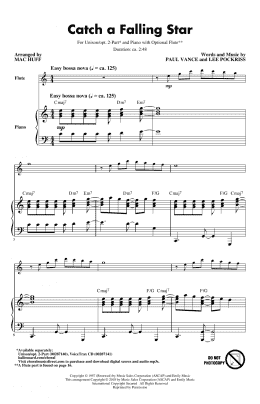 page one of Catch A Falling Star (arr. Mac Huff) (Unison Choir)