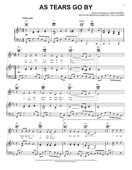 page one of As Tears Go By (Piano, Vocal & Guitar Chords (Right-Hand Melody))