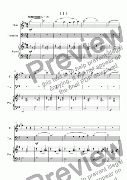 page one of Trio for Flute, Trombone and Piano  III