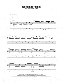page one of November Rain (Guitar Tab)