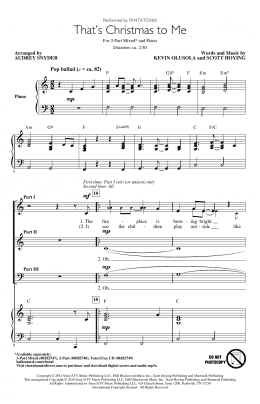 page one of That's Christmas To Me (arr. Audrey Snyder) (3-Part Mixed Choir)