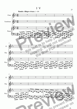 page one of Trio for Flute, Trombone and Piano  IV