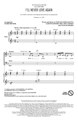 page one of I'll Never Love Again (from A Star Is Born) (arr. Mark Brymer) (SATB Choir)