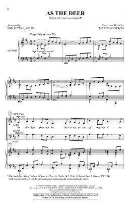 page one of As the Deer (arr. Tom Fettke) (SATB Choir)