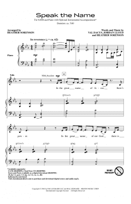 page one of Speak The Name (SATB Choir)