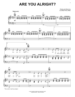 page one of Are You Alright? (Piano, Vocal & Guitar Chords (Right-Hand Melody))