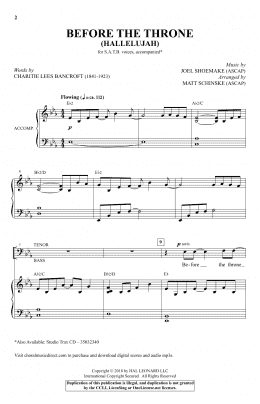 page one of Before The Throne (Hallelujah) (arr. Matt Schinske) (SATB Choir)