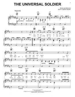 page one of The Universal Soldier (Piano, Vocal & Guitar Chords (Right-Hand Melody))
