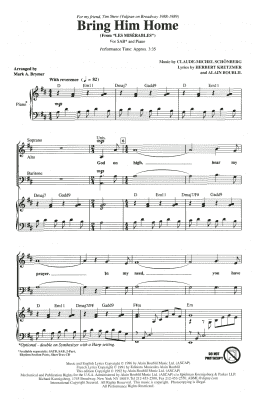 page one of Bring Him Home (from Les Miserables) (arr. Mark Brymer) (SAB Choir)