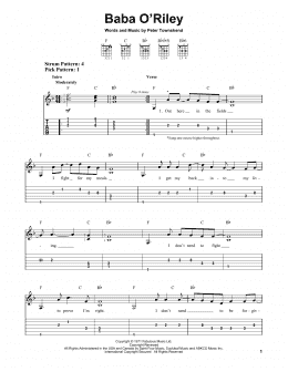 page one of Baba O'Riley (Easy Guitar Tab)
