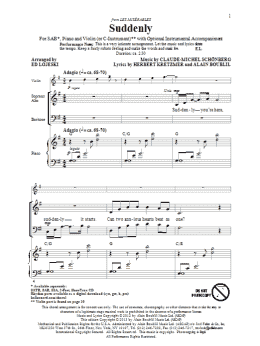 page one of Suddenly (from Les Miserables The Movie) (SAB Choir)