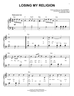 page one of Losing My Religion (Easy Piano)