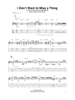 page one of I Don't Want To Miss A Thing (Guitar Tab)