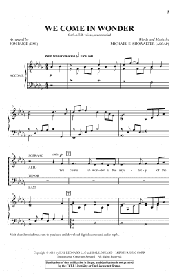 page one of We Come In Wonder (arr. Jon Paige) (SATB Choir)