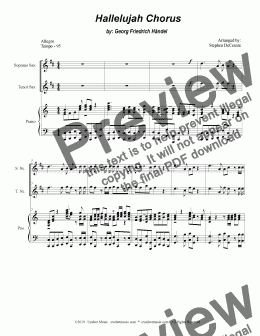 page one of Hallelujah Chorus (Duet for Soprano & Tenor Saxophone)