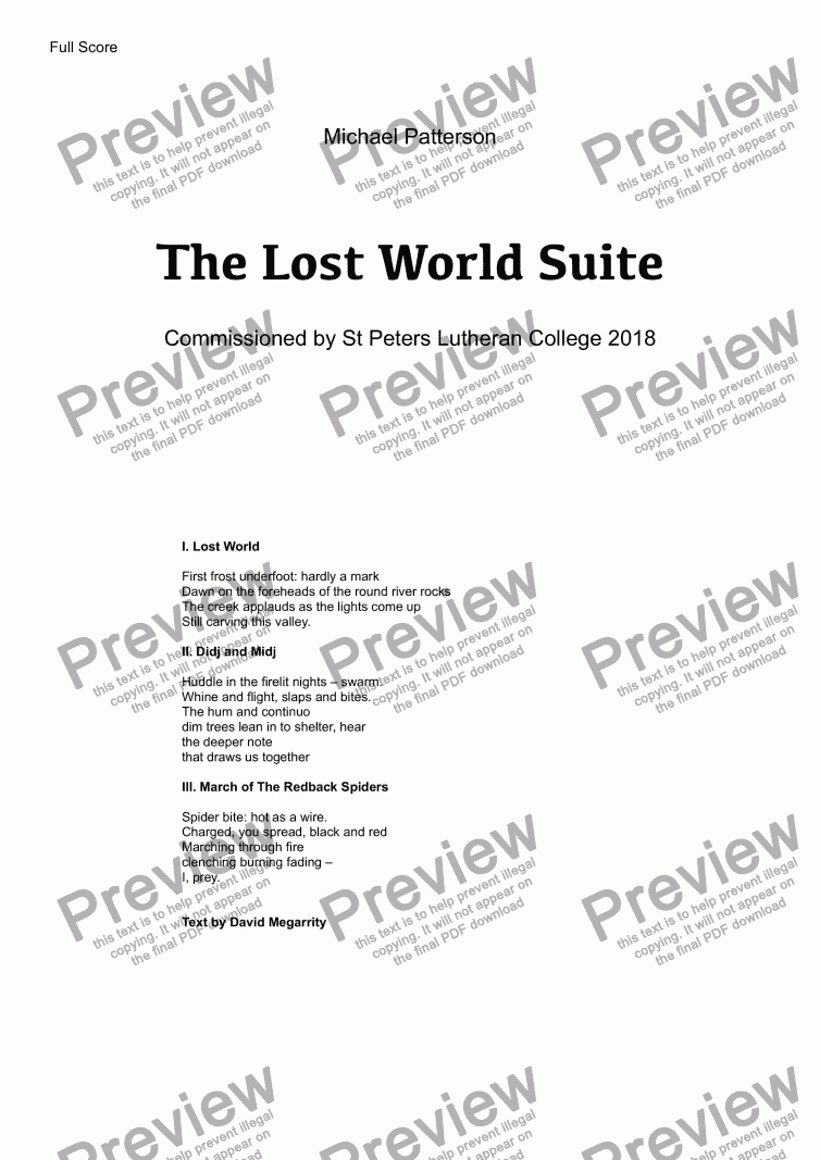 page one of The Lost World Suite