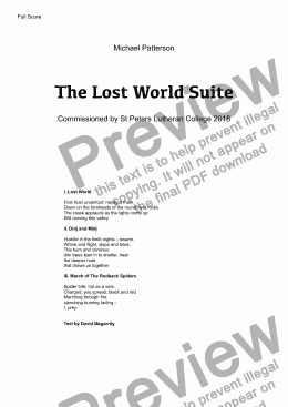 page one of The Lost World Suite