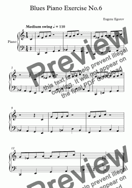 page one of Blues Piano Exercise No.6