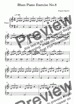 page one of Blues Piano Exercise No.8