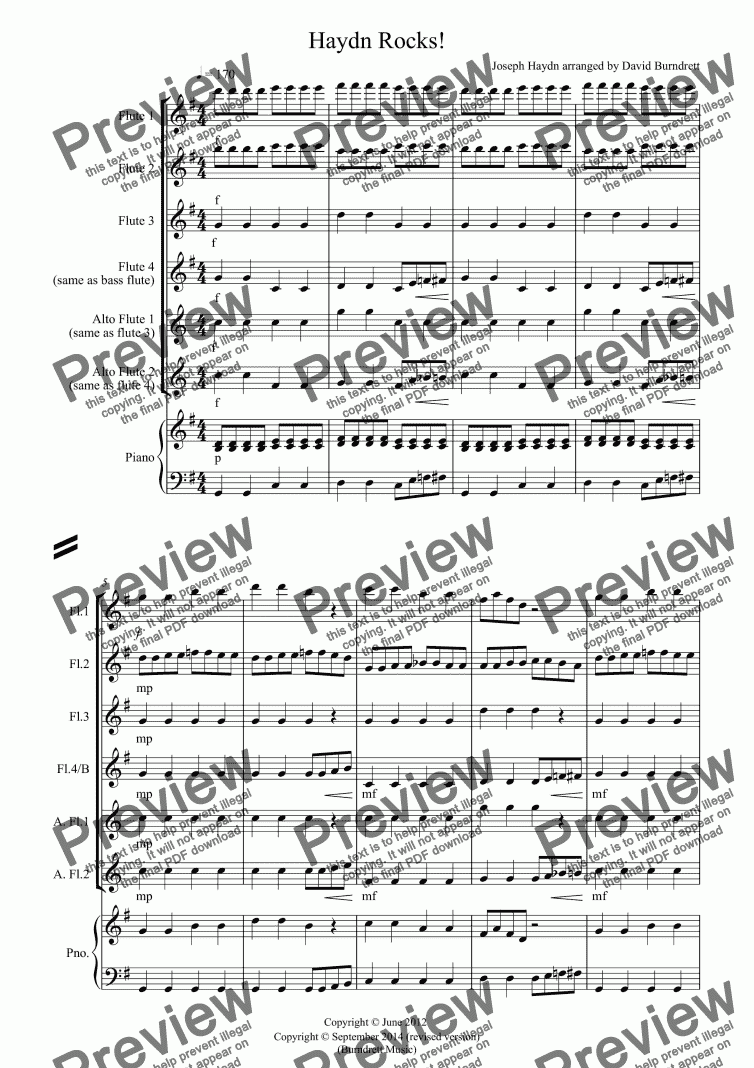 page one of Haydn Rocks! for Flute Quartet