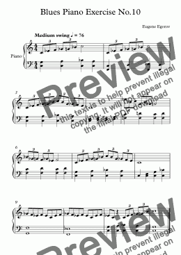 page one of Blues Piano Exercise No.10