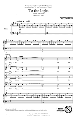page one of To The Light (SATB Choir)