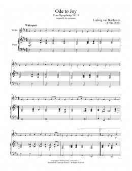 page one of Ode To Joy (Violin and Piano)