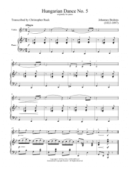 page one of Hungarian Dance No. 5 (Violin and Piano)