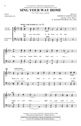 page one of Sing Your Way Home (TTBB Choir)