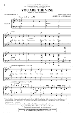 page one of You Are The Vine (SATB Choir)