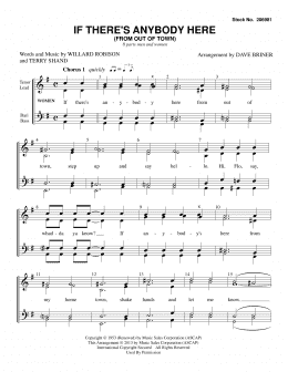 page one of If There's Anybody Here (from Out Of Town) (arr. David Briner) (SSAATTBB Choir)