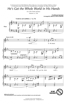 page one of He's Got The Whole World In His Hands (arr. Rollo Dilworth) (3-Part Treble Choir)