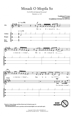 page one of Mosadi O Moplisa So (arr. Peter Ncanywa) (SATB Choir)