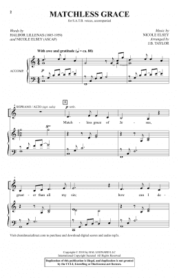 page one of Matchless Grace (arr. J.B. Taylor) (SATB Choir)