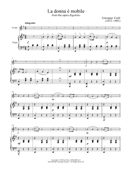 page one of La Donna E Mobile (Violin and Piano)