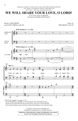 page one of We Will Share Your Love, O Lord! (SATB Choir)