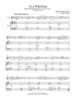 page one of To A Wild Rose, Op. 51, No. 1 (Violin and Piano)
