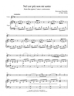 page one of Nel Cor Piu Non Mi Sento (Violin and Piano)