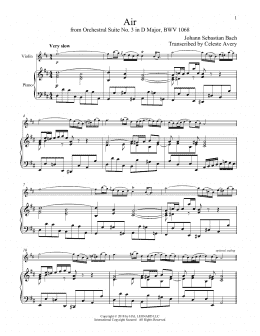 Trives Arab Mekaniker Air (Air On The G String) (Violin and Piano) - Print Sheet Music Now