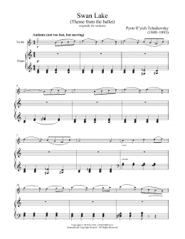 page one of Theme From Swan Lake (Violin and Piano)